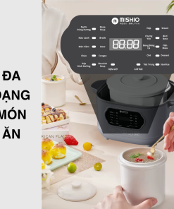 Nồi nấu chậm lòng sứ 3L Mishio MK397 kèm xửng hấp và 4 thố sứ tiện lợi không lo cháy khét hay bong tróc chống dính
