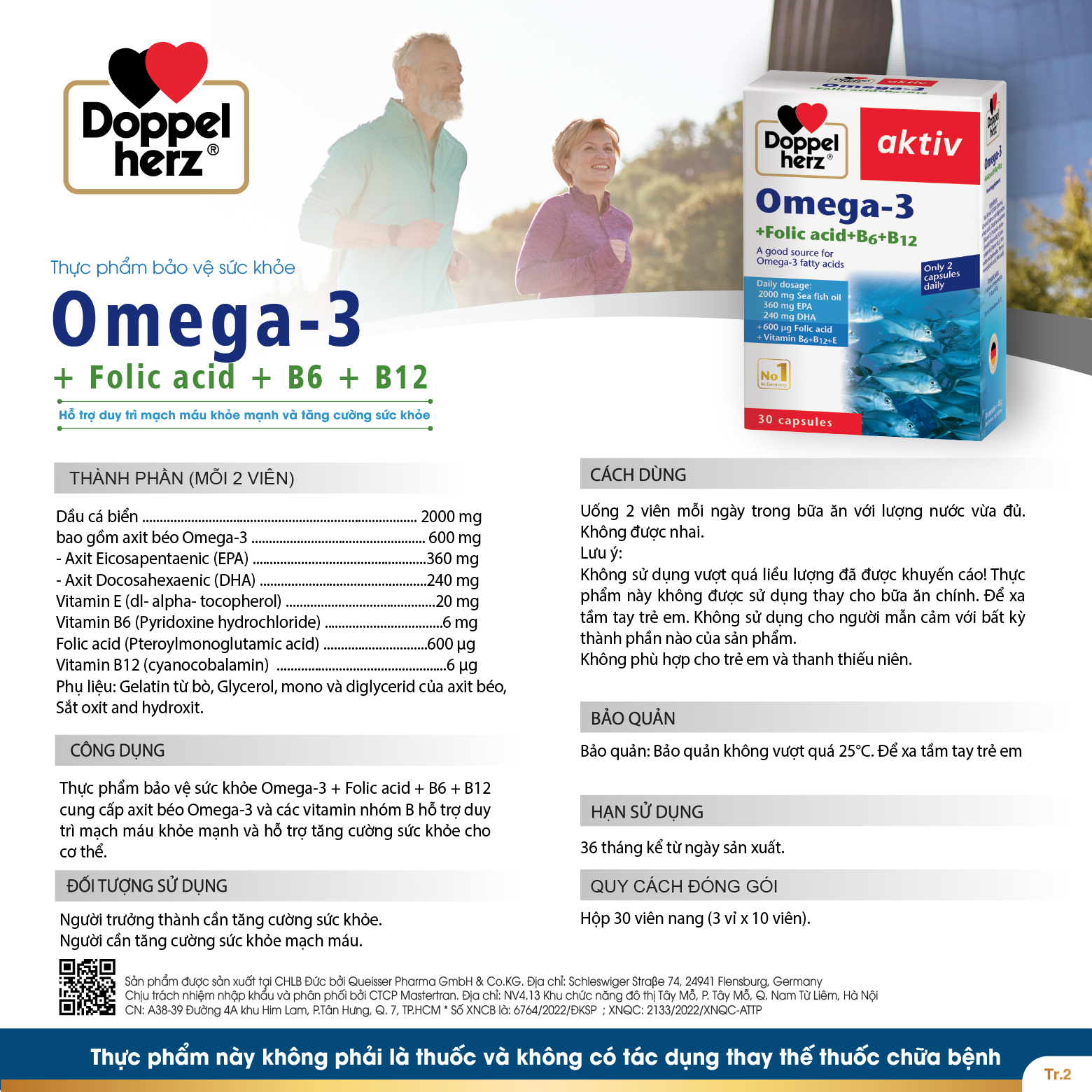 TPBVSK Omega-3 + Folic acid + B6 + B12 hỗ trợ sức khỏe tim mạch và não bộ