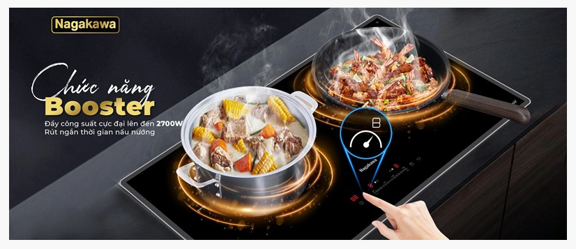Bếp đôi điện từ Nagakawa UltraSlim NK2C22MB
