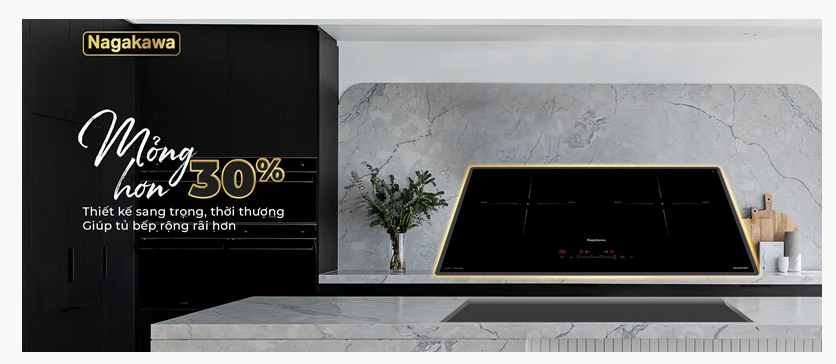 Bếp đôi điện từ Nagakawa UltraSlim NK2C22MB