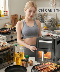 Nồi Chiên Không Dầu Kèm Vỉ Nướng 2-in-1 Mishio MK407: Nâng Tầm Món Ngon, Tiện Lợi Vượt Trội