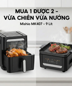 Nồi Chiên Không Dầu Kèm Vỉ Nướng 2-in-1 Mishio MK407: Nâng Tầm Món Ngon, Tiện Lợi Vượt Trội
