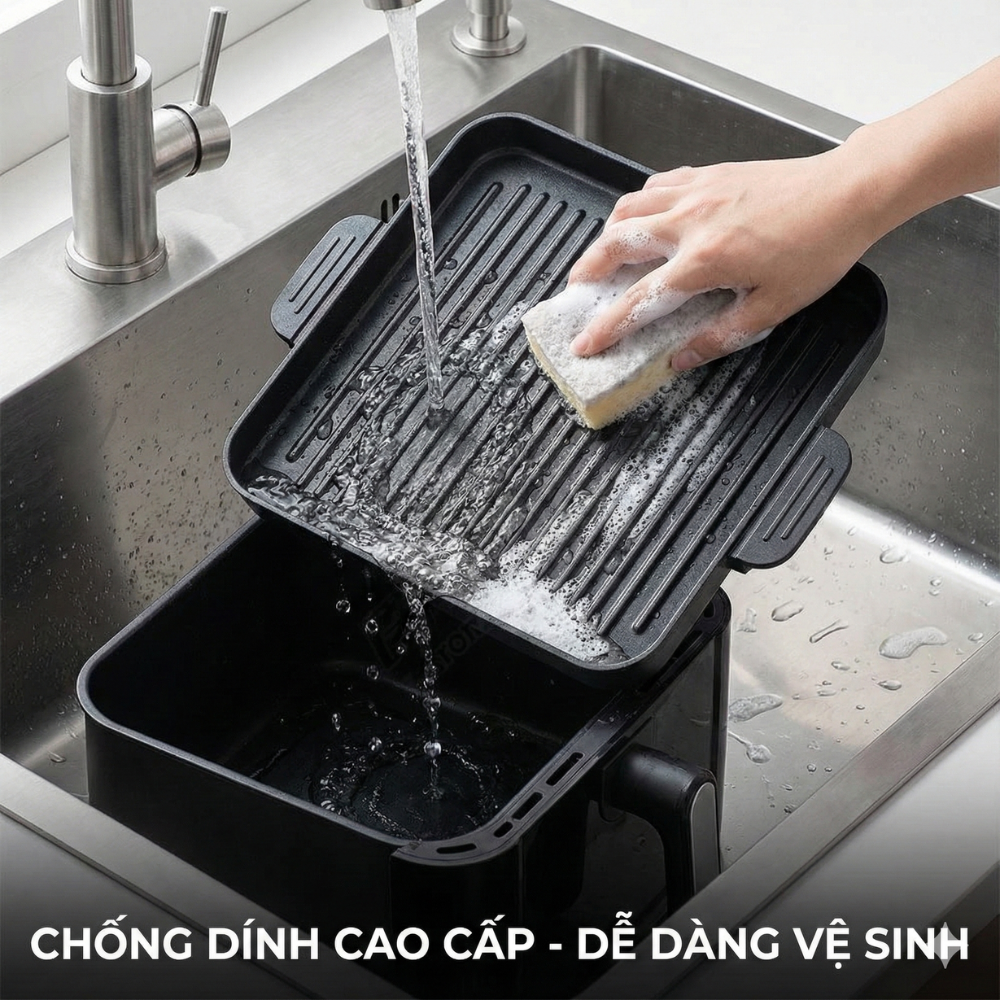 Nồi Chiên Không Dầu Kèm Vỉ Nướng 2-in-1 Mishio MK407: Nâng Tầm Món Ngon, Tiện Lợi Vượt Trội