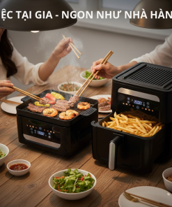 Nồi Chiên Không Dầu Kèm Vỉ Nướng 2-in-1 Mishio MK407: Nâng Tầm Món Ngon, Tiện Lợi Vượt Trội