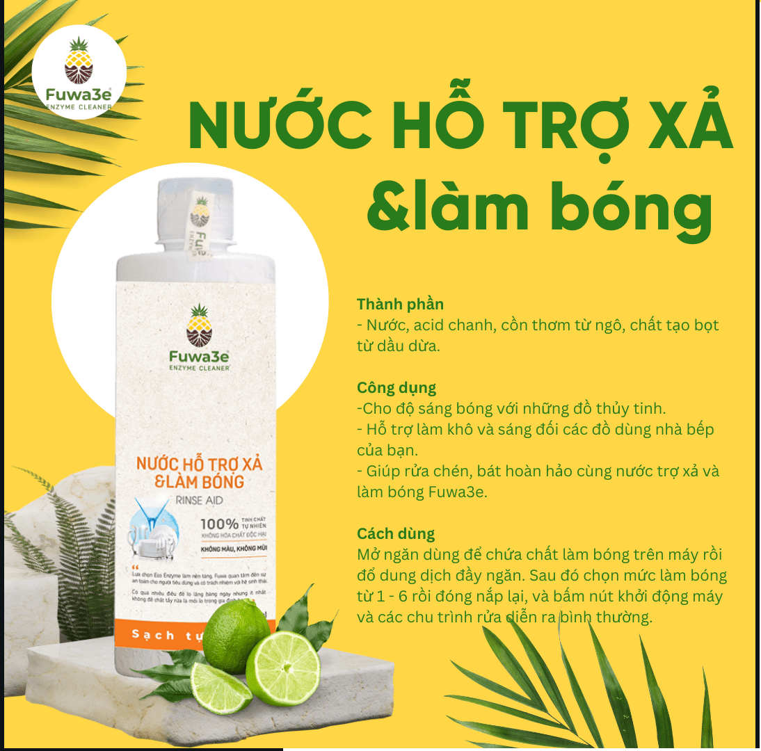 Gel rửa chén bát cho máy FUWA3E Enzyme sạch x2 2L