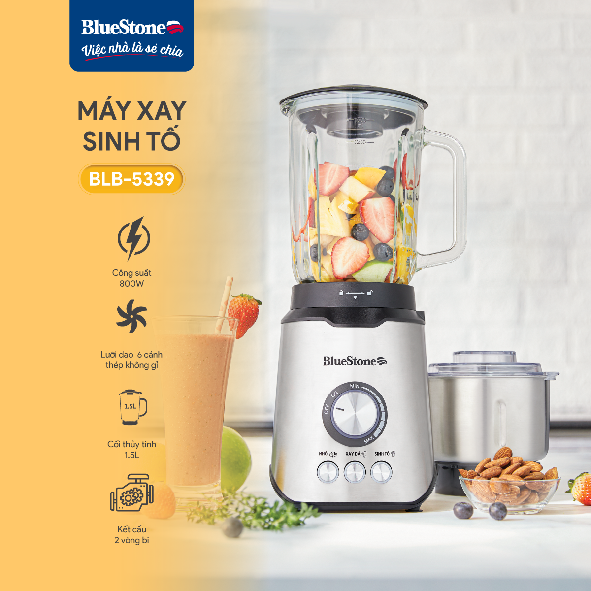 Máy Xay Sinh Tố BlueStone BLB-5339 1.5 Lít 800W