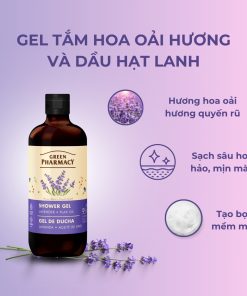 Gel tắm Green Pharmacy Hoa oải hương và dầu hạt lanh 500ml