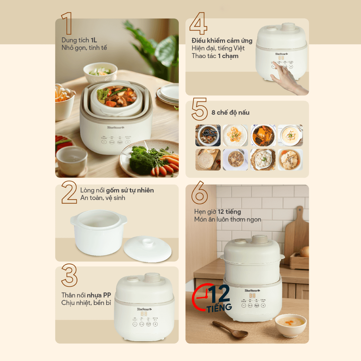 Nồi Nấu Chậm BlueStone SCB-6119 1 Lít 200W