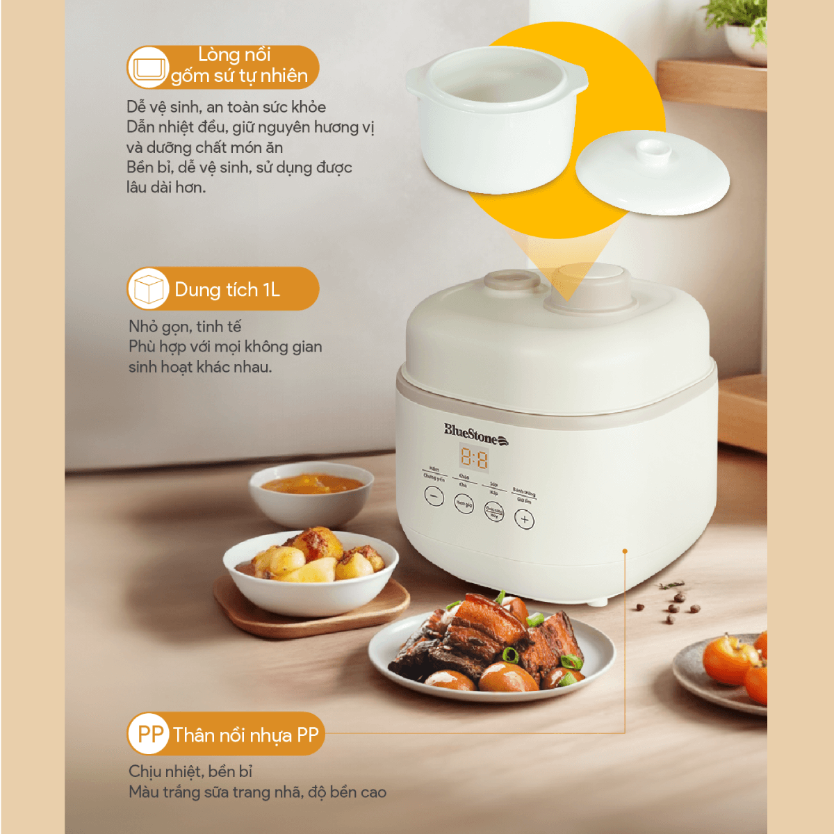 Nồi Nấu Chậm BlueStone SCB-6119 1 Lít 200W