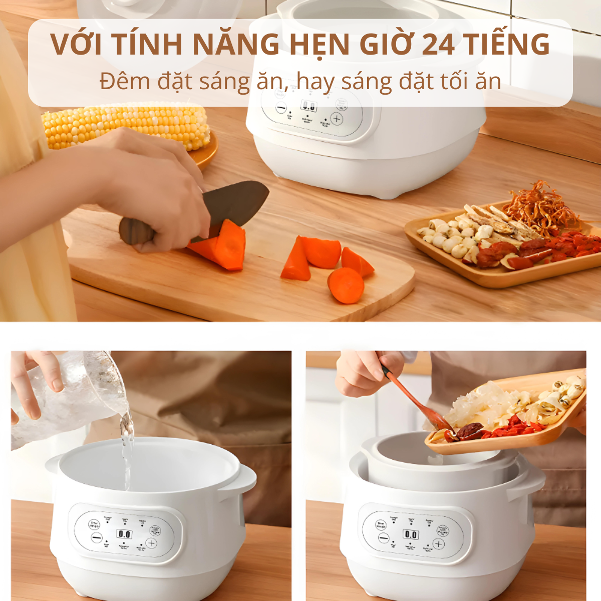 Nồi nấu cháo ăn dặm – chưng yến Mishio MK383 (1L)