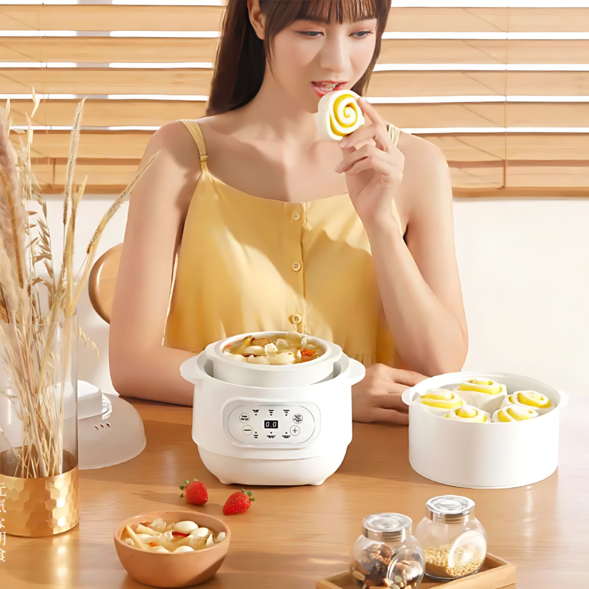 Nồi nấu cháo ăn dặm – chưng yến Mishio MK383 (1L)