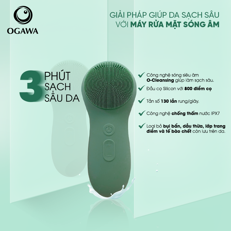 OGAWA Beauty – Silicone Facial Cleansing Brush (OB-430) / Máy rửa mặt sóng âm (OB-430), hiệu Ogawa