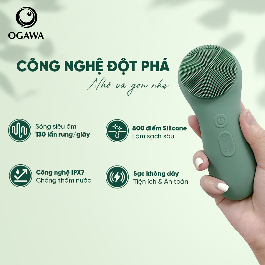 OGAWA Beauty – Silicone Facial Cleansing Brush (OB-430) / Máy rửa mặt sóng âm (OB-430), hiệu Ogawa