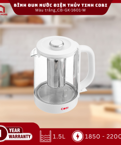 Bình đun nước điện thủy tinh COBI màu trắng 1.5L_CB-GK-1601-W_341712