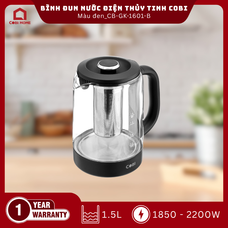 Bình đun nước điện thủy tinh COBI màu đen 1.5L_CB-GK-1601-B_341713