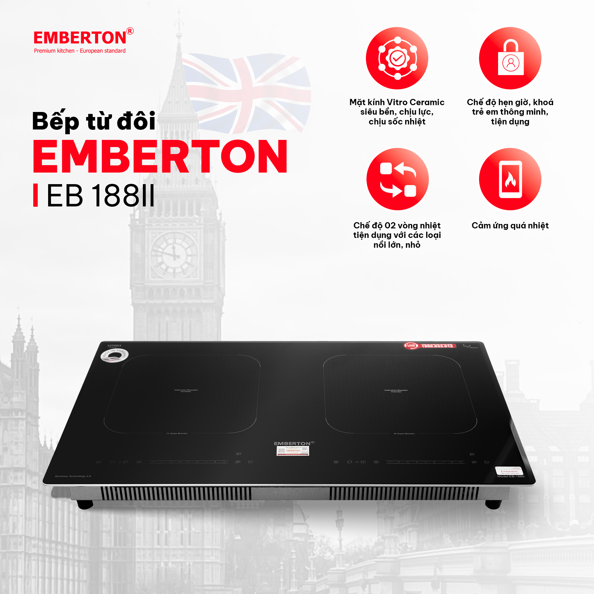 Bếp điện từ 2 vùng nấu EMBERTON EB 188II