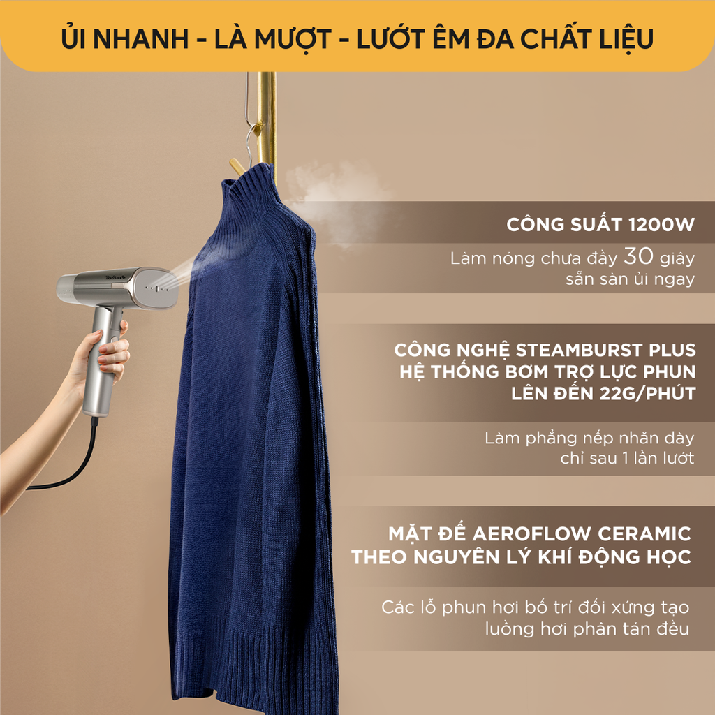 Bàn Ủi Hơi Nước Cầm Tay BlueStone GSB-4018 150ml 1200W