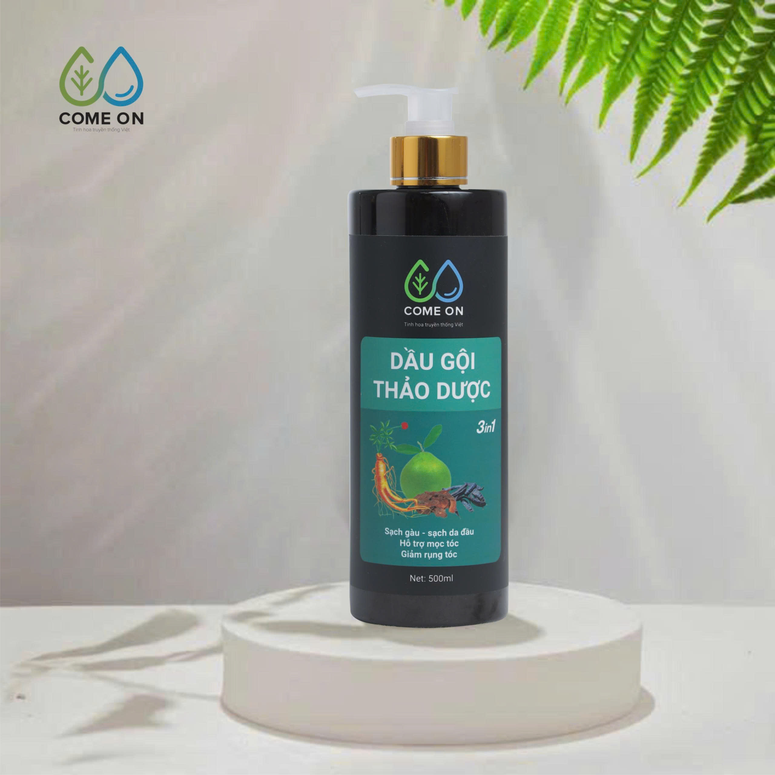 Dầu gội thảo dược COME ON 3in1 giải pháp toàn diện cho da đầu khoẻ, mượt tóc, phục hồi tóc 500ml