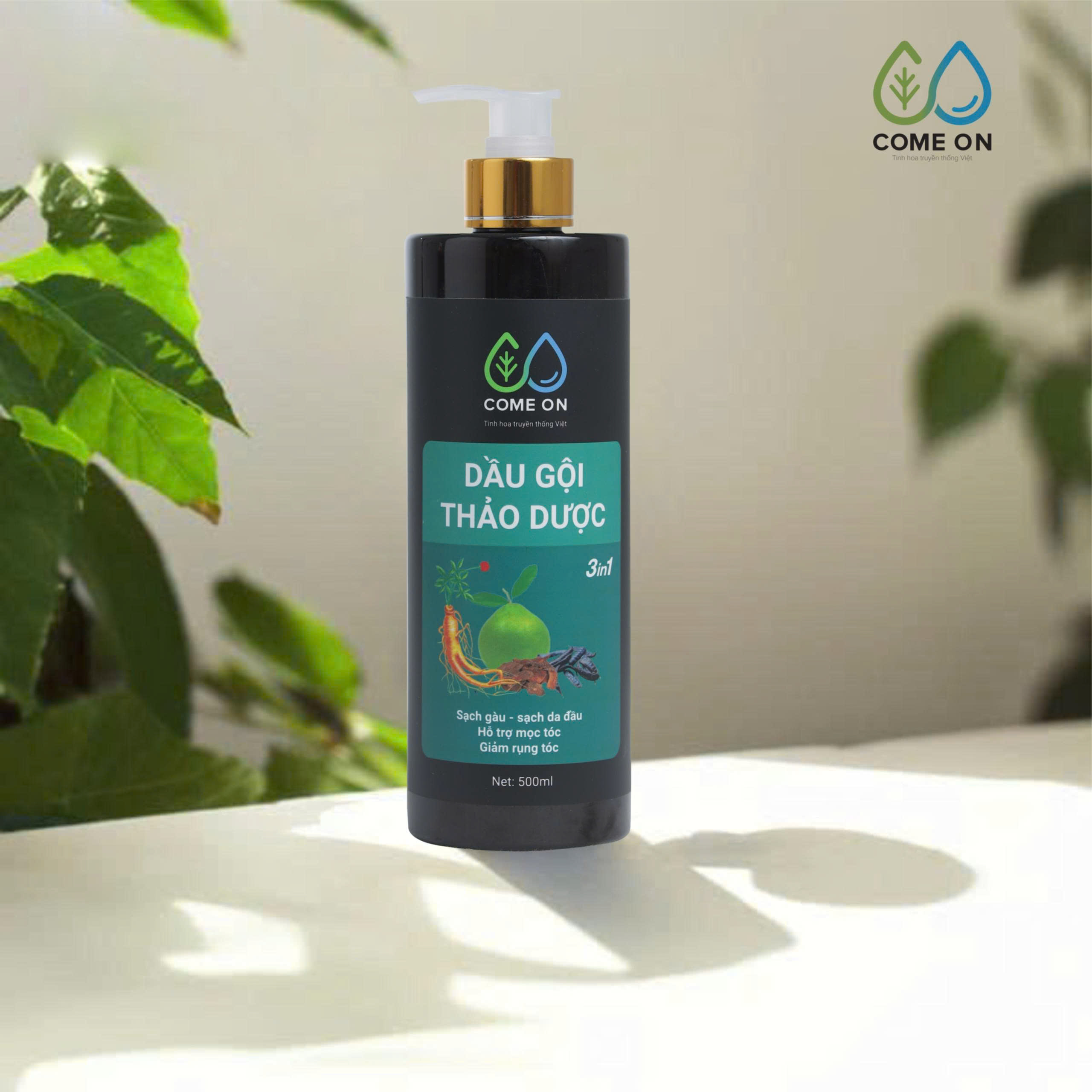 Dầu gội thảo dược COME ON 3in1 giải pháp toàn diện cho da đầu khoẻ, mượt tóc, phục hồi tóc 500ml
