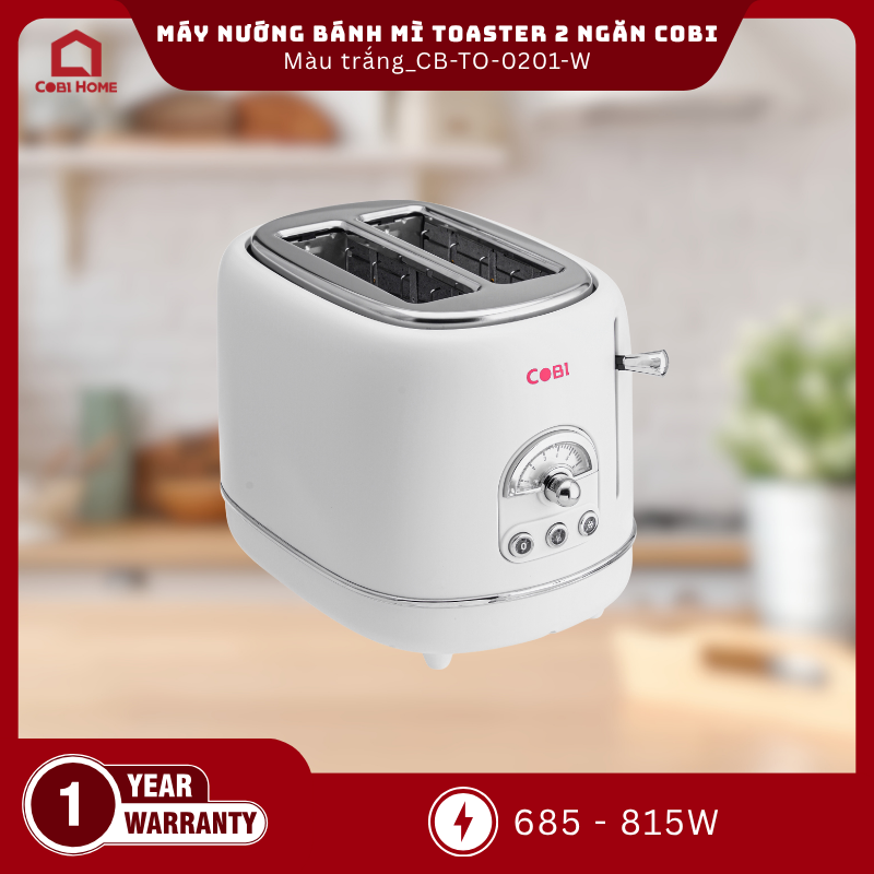 Máy nướng bánh mì Toaster 2 ngăn COBI màu trắng_CB-TO-0201-W_341709
