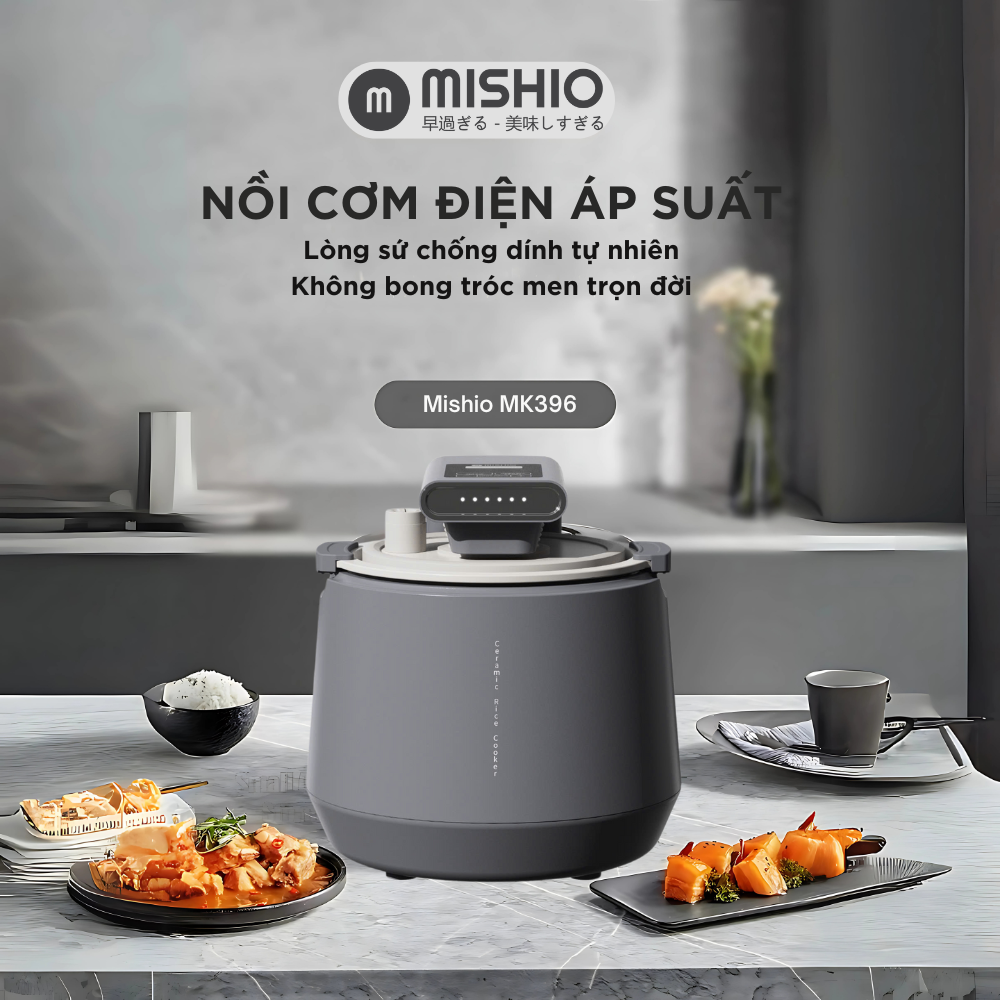 Nồi Cơm Điện Áp Suất Lòng Sứ Dưỡng Sinh Mishio MK396 dung tích 0.8L cho 1-2 người – Bí Quyết Cho Cơm Gạo Lứt