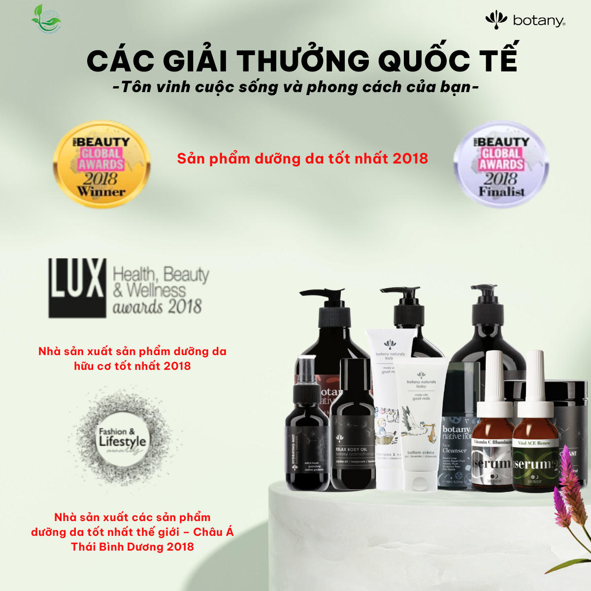 Sữa tắm tươi mát, sạch sâu, kháng viêm, giầu Vitamin C Botany- tinh dầu cam quýt, chanh sim, cam bergamot (chai 500ml)
