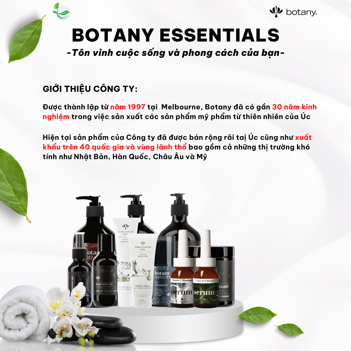 SỮA TẮM TẠO BỌT VÀ SPA CAO CẤP BOTANY -Cấp ẩm, đẹp da, kháng viêm-chi nhài, gỗ sắc hồng, hoa phong lữ (chai 500ml)