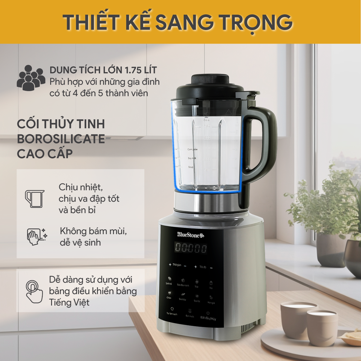 Máy Làm Sữa Hạt Đa Năng BlueStone BLB-6038 1.75 Lít 1000W