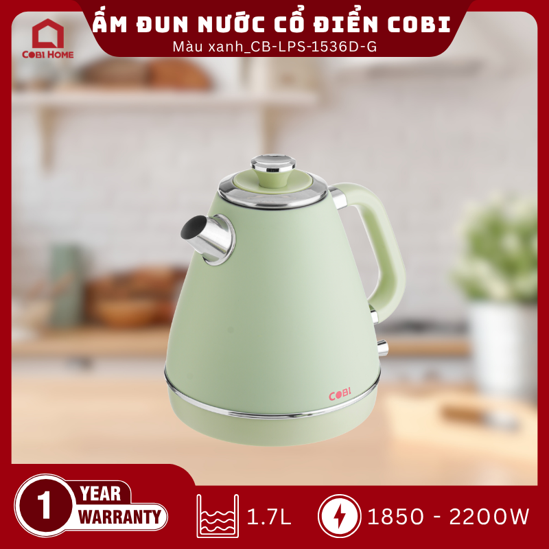 Ấm đun nước cổ điển COBI màu xanh 1.7L_CB-LPS-1536D-G_341708