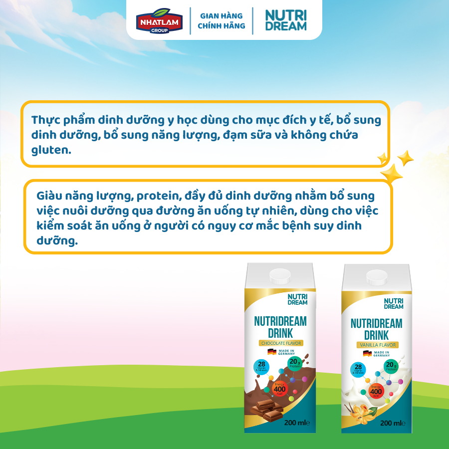 Thực phẩm dinh dưỡng Y học Nutridream – Vị Chocolate Nhập Khẩu Từ Đức