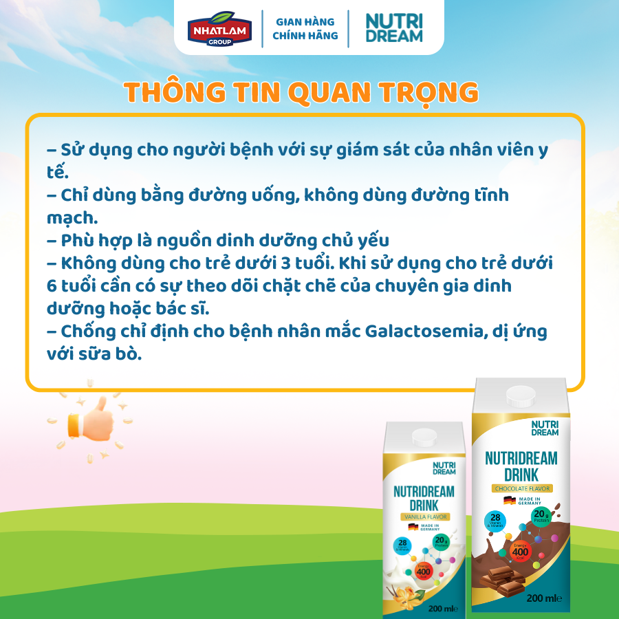 Thực phẩm dinh dưỡng Y học Nutridream – Vị Chocolate Nhập Khẩu Từ Đức