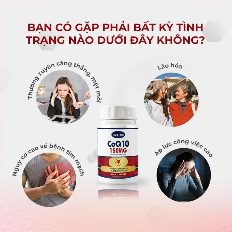Viên uống Austar CoQ10 150mg – Hỗ Trợ Sức Khỏe Tim Mạch (Hộp 60 viên)