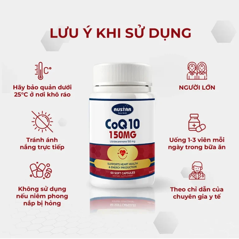 Viên uống Austar CoQ10 150mg – Hỗ Trợ Sức Khỏe Tim Mạch (Hộp 60 viên)
