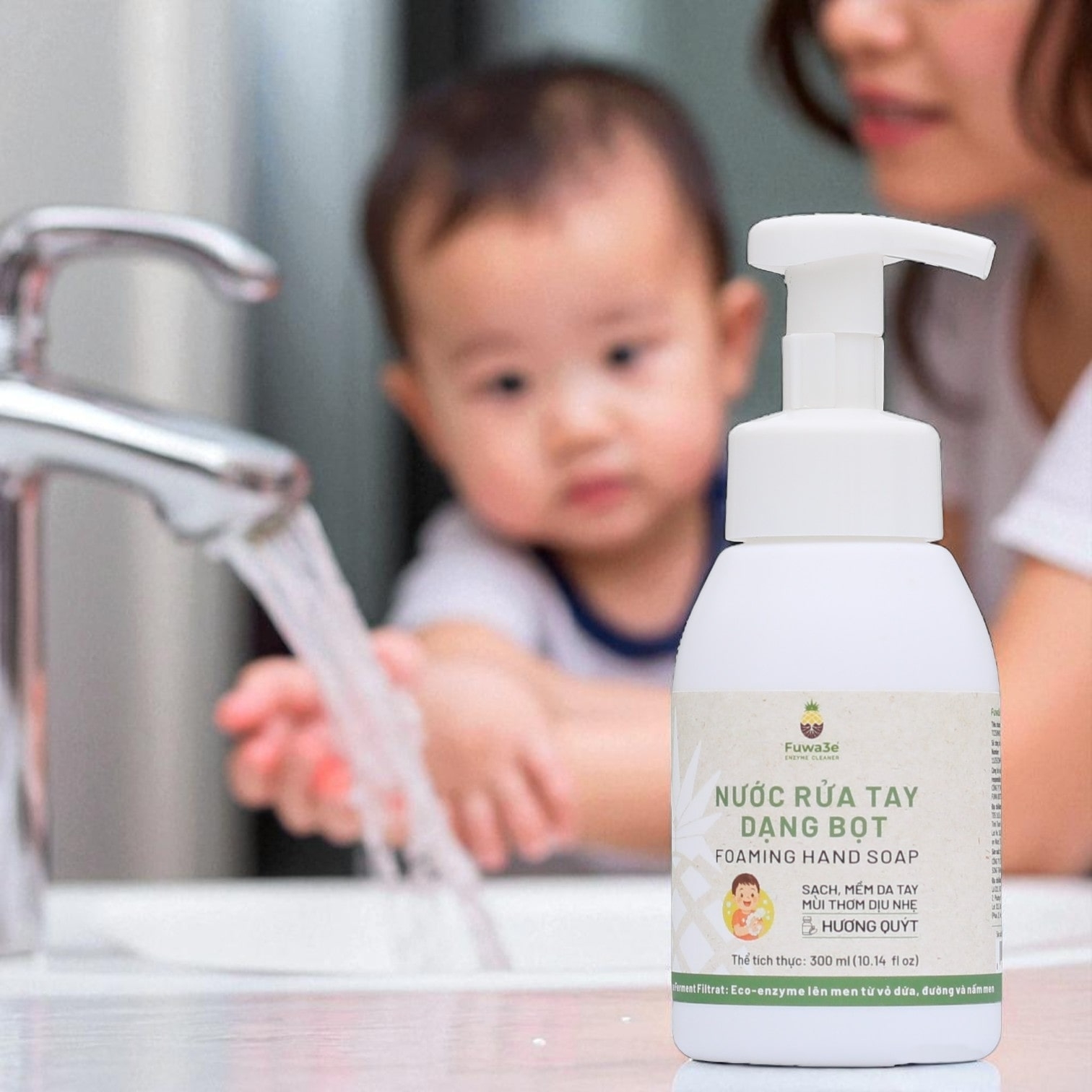 Nước rửa tay dạng bọt Fuwa3e – Bọt siêu mịn, hỗ trợ làm sạch nhanh hơn cho bé 3.8L