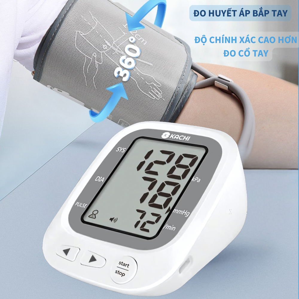 Máy đo huyết áp bắp tay Kachi JN-163B có trợ lý đọc kết quả tiếng Việt hỗ trợ người cao tuổi mắt kém