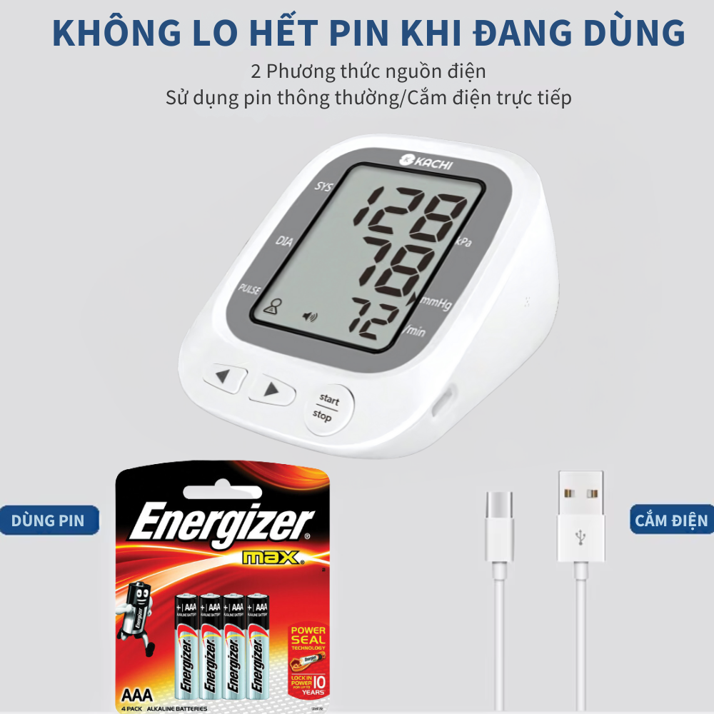 Máy đo huyết áp bắp tay Kachi JN-163B có trợ lý đọc kết quả tiếng Việt hỗ trợ người cao tuổi mắt kém