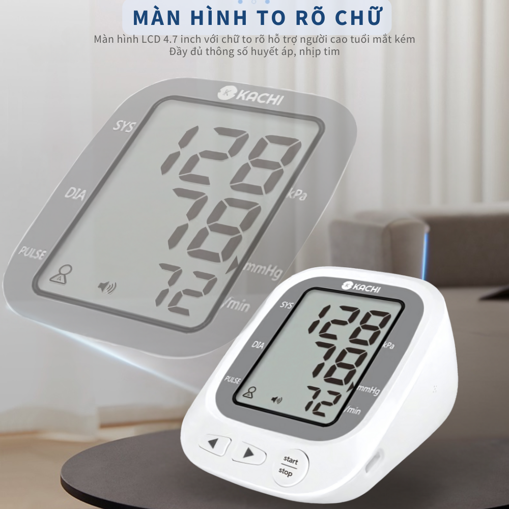 Máy đo huyết áp bắp tay Kachi JN-163B có trợ lý đọc kết quả tiếng Việt hỗ trợ người cao tuổi mắt kém