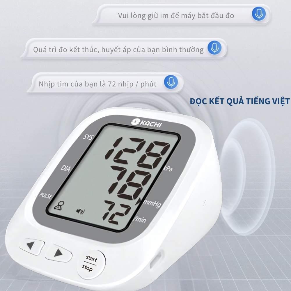 Máy đo huyết áp bắp tay Kachi JN-163B có trợ lý đọc kết quả tiếng Việt hỗ trợ người cao tuổi mắt kém