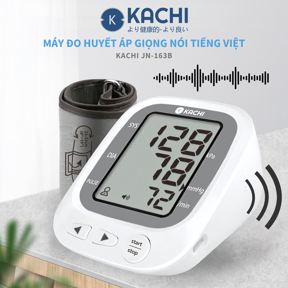 Máy đo huyết áp bắp tay Kachi JN-163B có trợ lý đọc kết quả tiếng Việt hỗ trợ người cao tuổi mắt kém