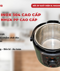 Nồi áp suất điện 6L inox 304 Nagakawa NEP5369