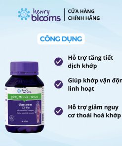 Viên uống sức khỏe HENRY BLOOMS Glucosamine 1500 Plus hỗ trợ giảm nguy cơ thoái hóa khớp và bảo vệ màng sụn khớp (hộp 30 viên)