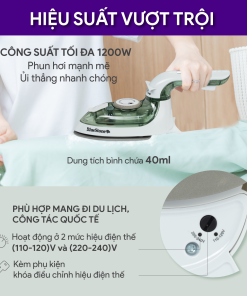 Bàn Ủi Hơi Nước Du Lịch BlueStone SIB-3819 40ml 1000-1200W