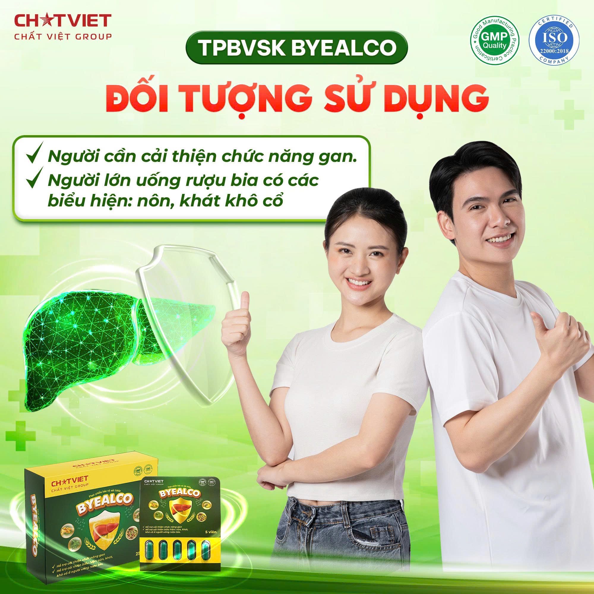 TPBVSK BYEALCO- Viên uống giải rượu, hỗ trợ cải thiện chức năng gan (Hộp 5 viên)