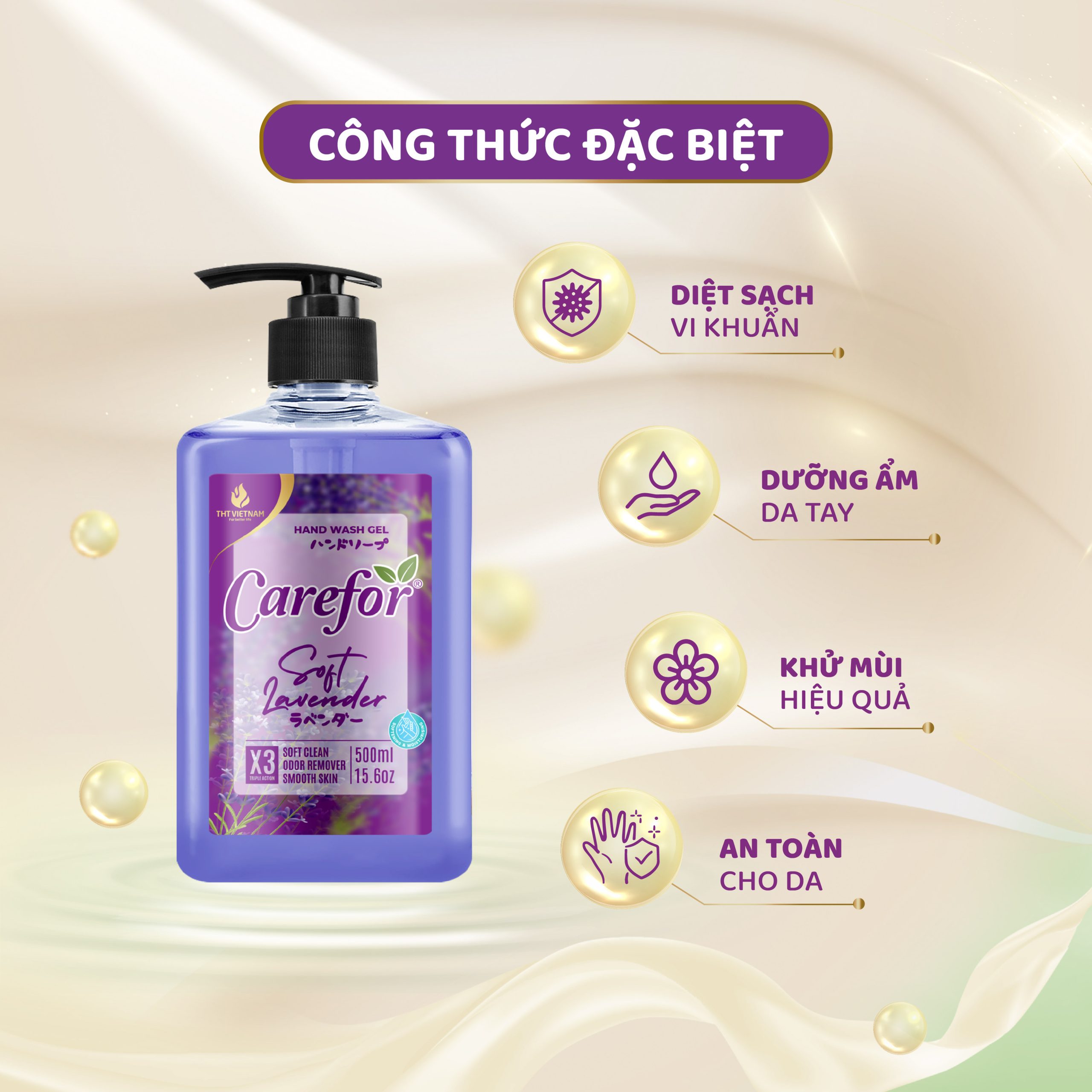 Sữa rửa tay dưỡng ẩm Carefor 500ml