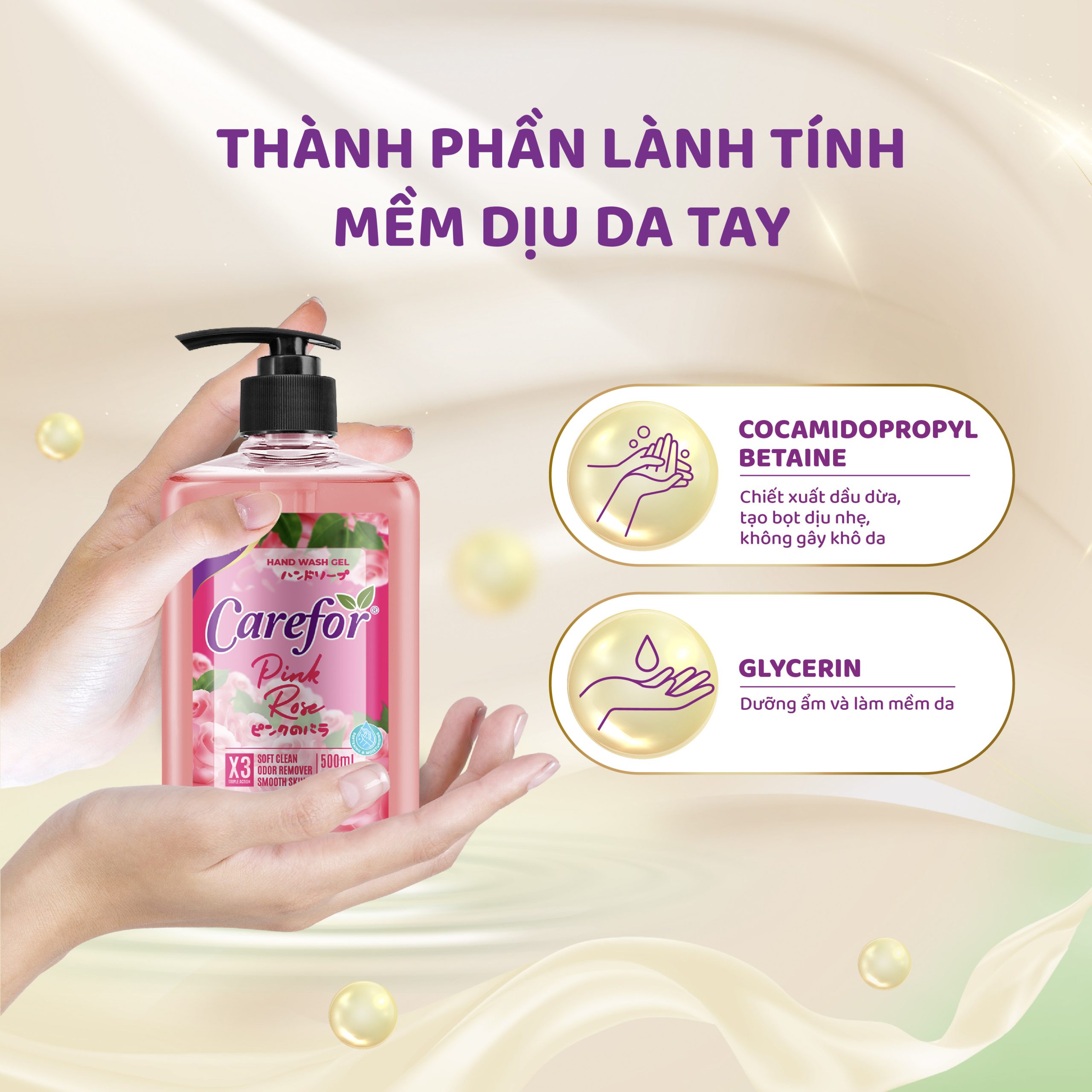 Sữa rửa tay dưỡng ẩm Carefor 500ml