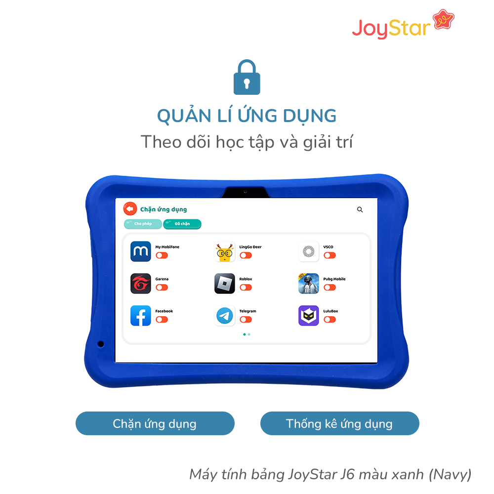 Máy tính bảng JoyStar J6 màu xanh (Navy) – bản tặng App