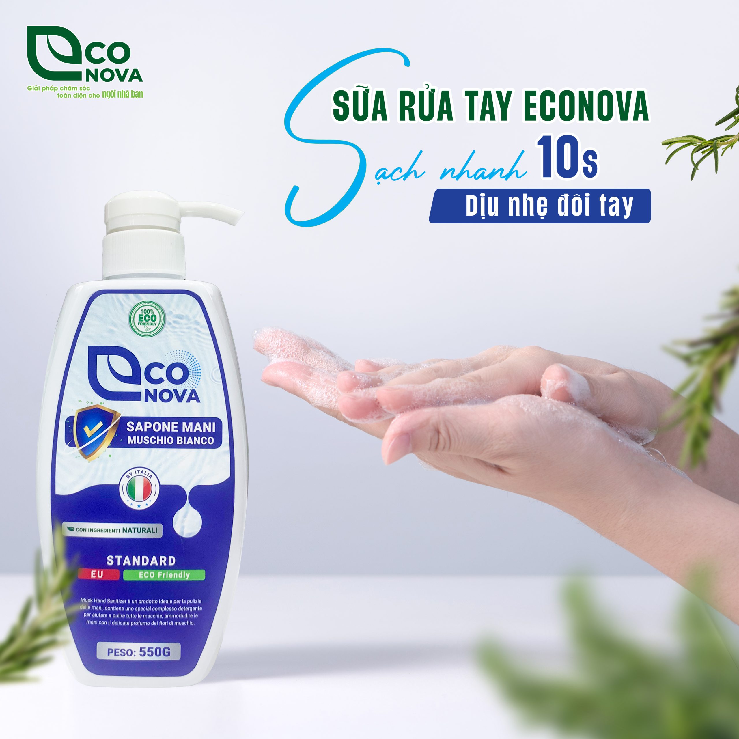 Combo 3 chai sữa rửa tay xạ hương Econova (550g x 3)