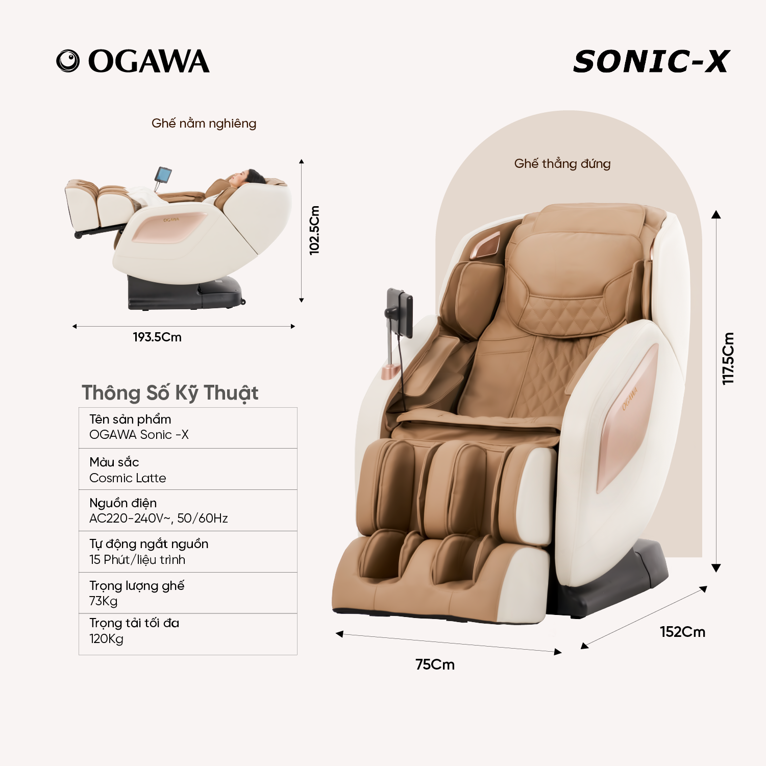 Ghế Massage Smart Sonic X, hiệu Ogawa (OG-5572)-OGAWA Sonic X Massage Chair (OG-5572)
