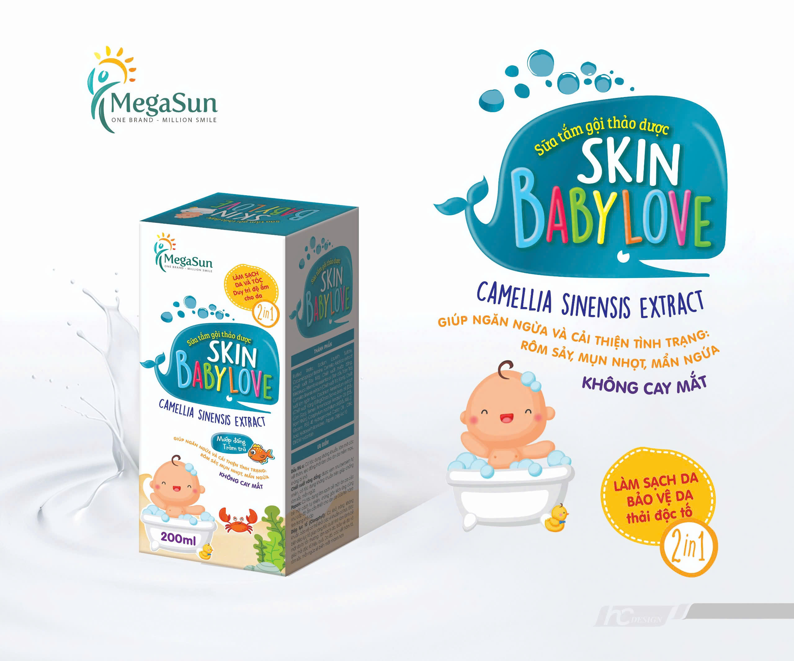 Sữa tắm gội thảo dược MEGA SUN Skin Baby Love 200ml