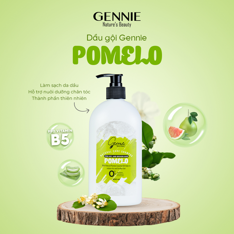 Dầu gội Gennie Natural Care tinh dầu Bưởi dành cho tóc khô và dễ gãy 400ml